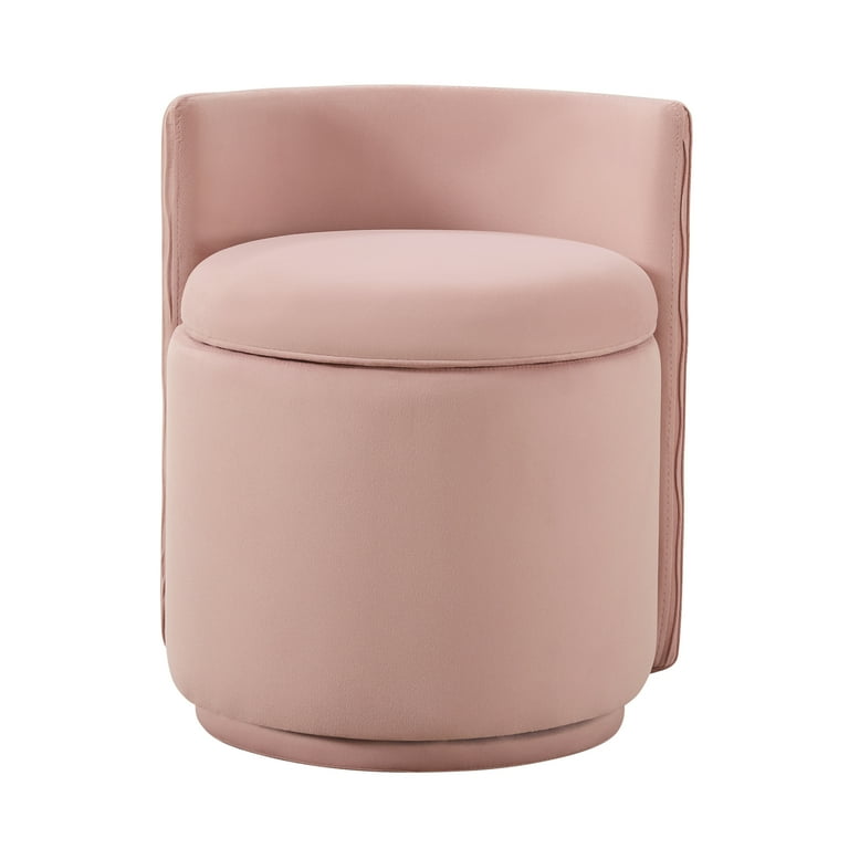 Soft pink round stool with backrest