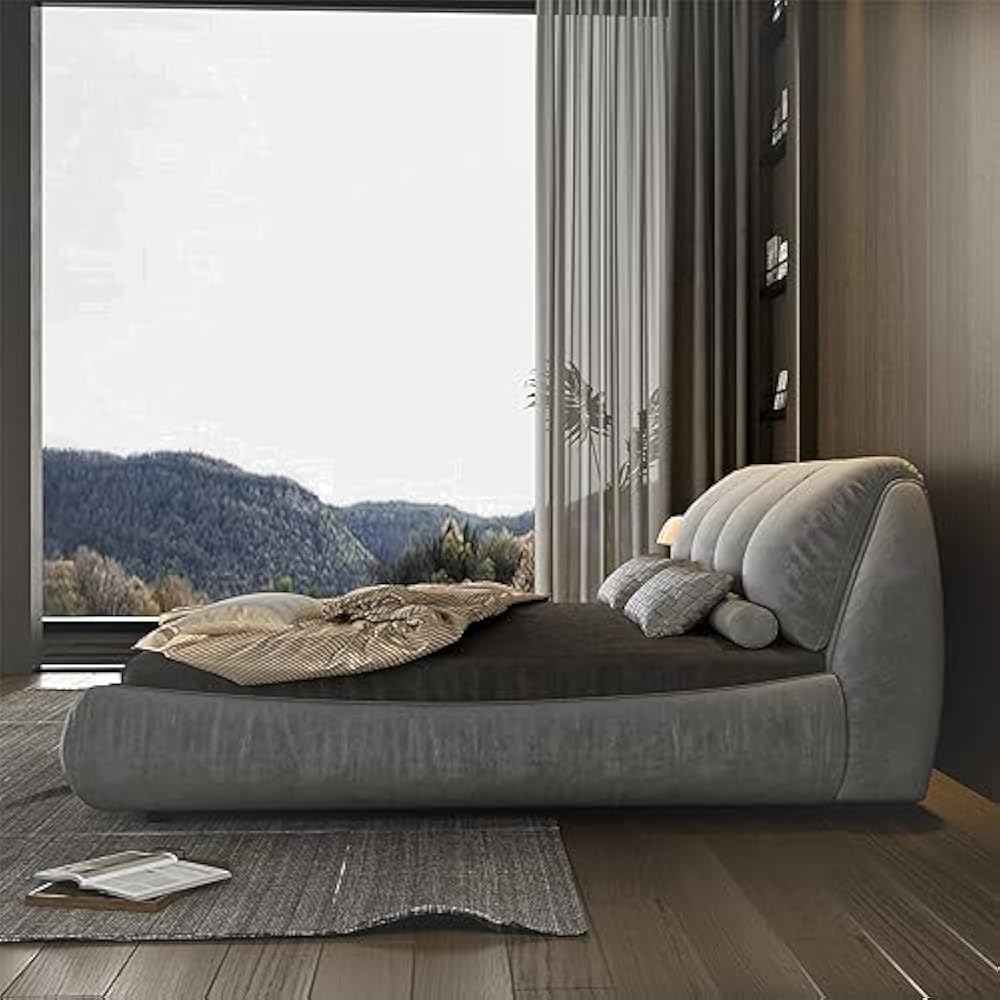 luxury platform bed with padded headboard