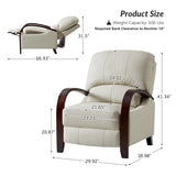 Modern ivory recliner armchair with solid teak wood frame for living room
