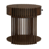 Handcrafted Slatted Wooden Side Table