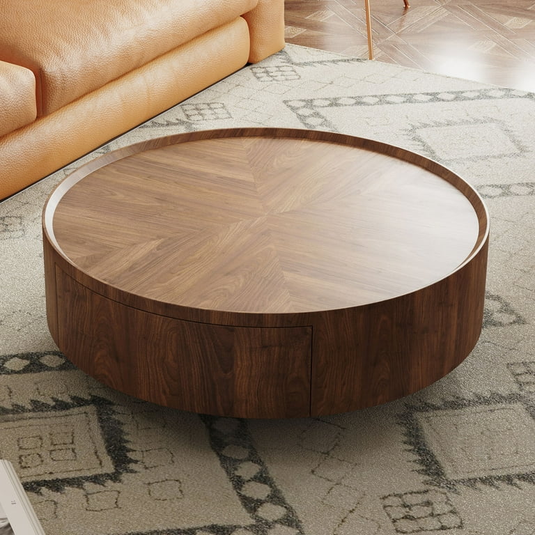 Modern dark walnut coffee table with hidden storage