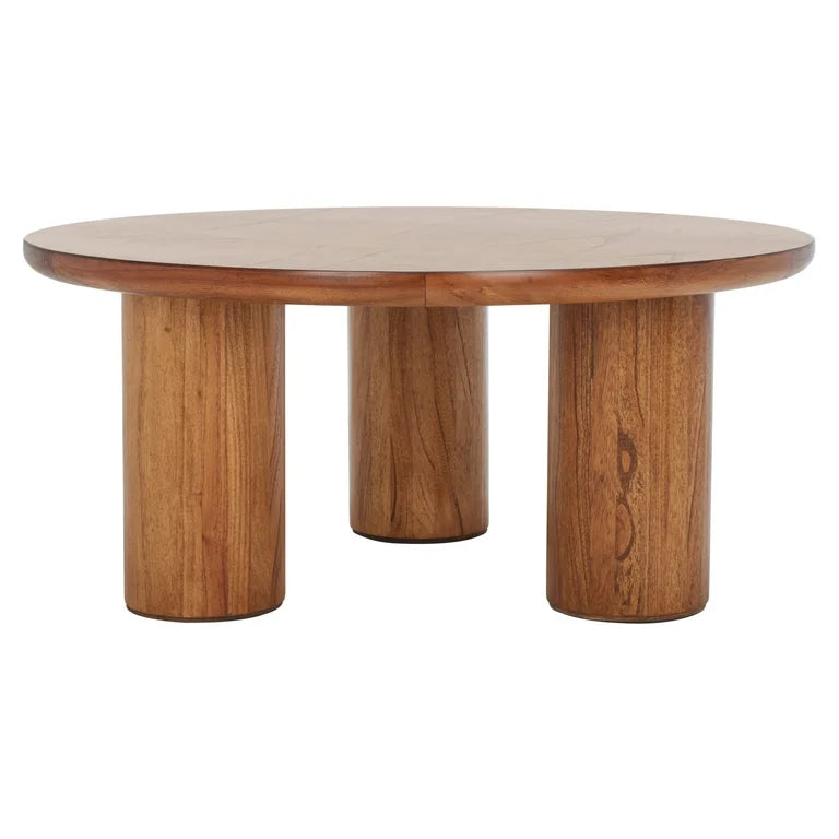 Luxury round coffee table in natural wood finish