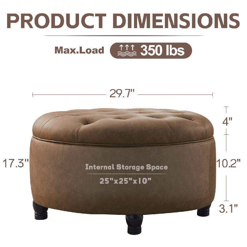 Round footrest ottoman with storage