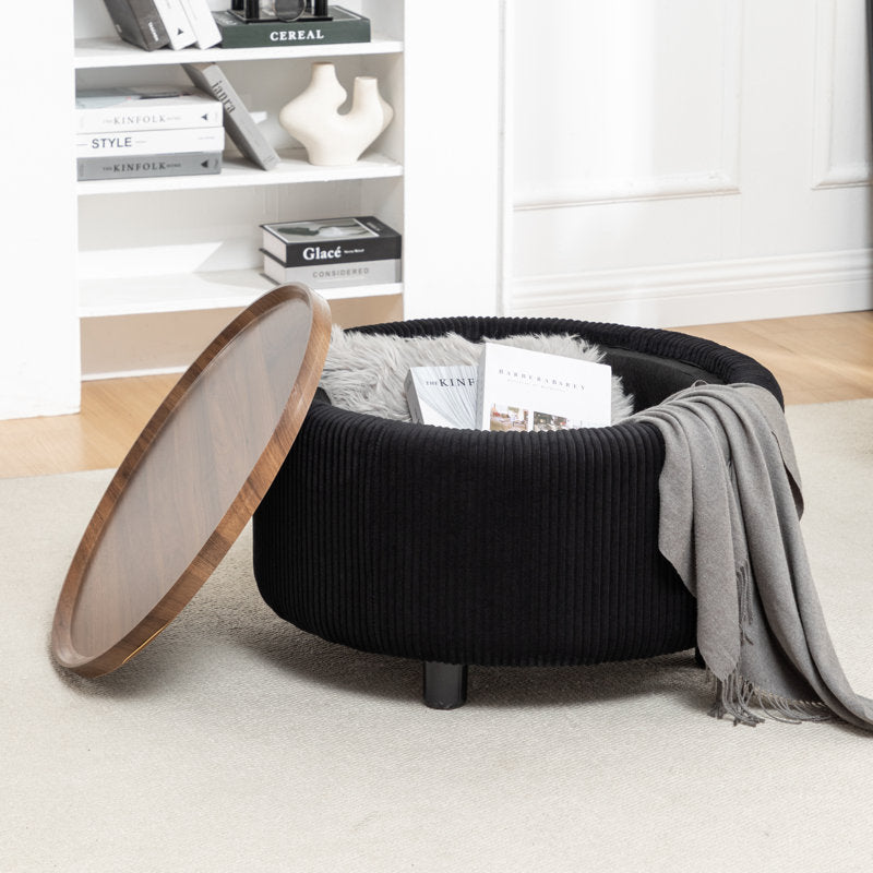 Luxury round coffee table featuring solid teak wood top