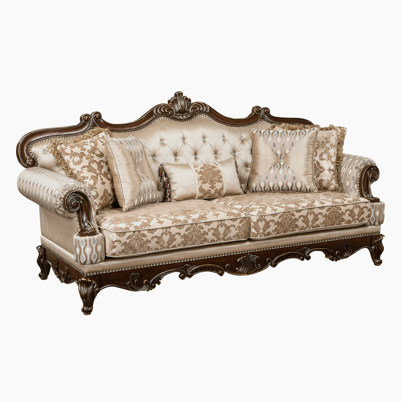 Royal style 3 seater sofa with luxury fabric cushions