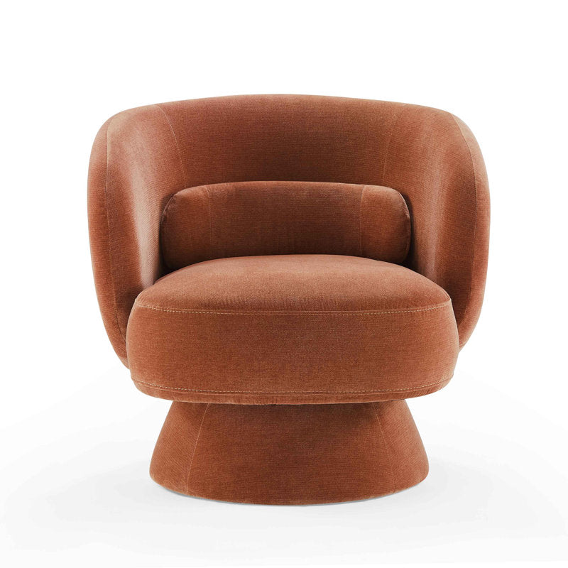 Luxury rust velvet lounge chair with swivel base