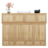 Contemporary office reception desk in teak wood