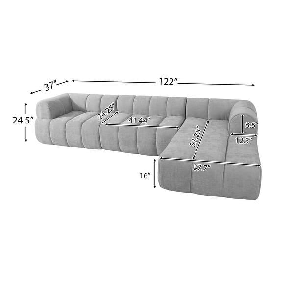 Comfortable L shaped couch with tufted upholstery