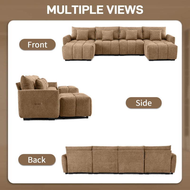 Modern teak wood sectional sofa for living room