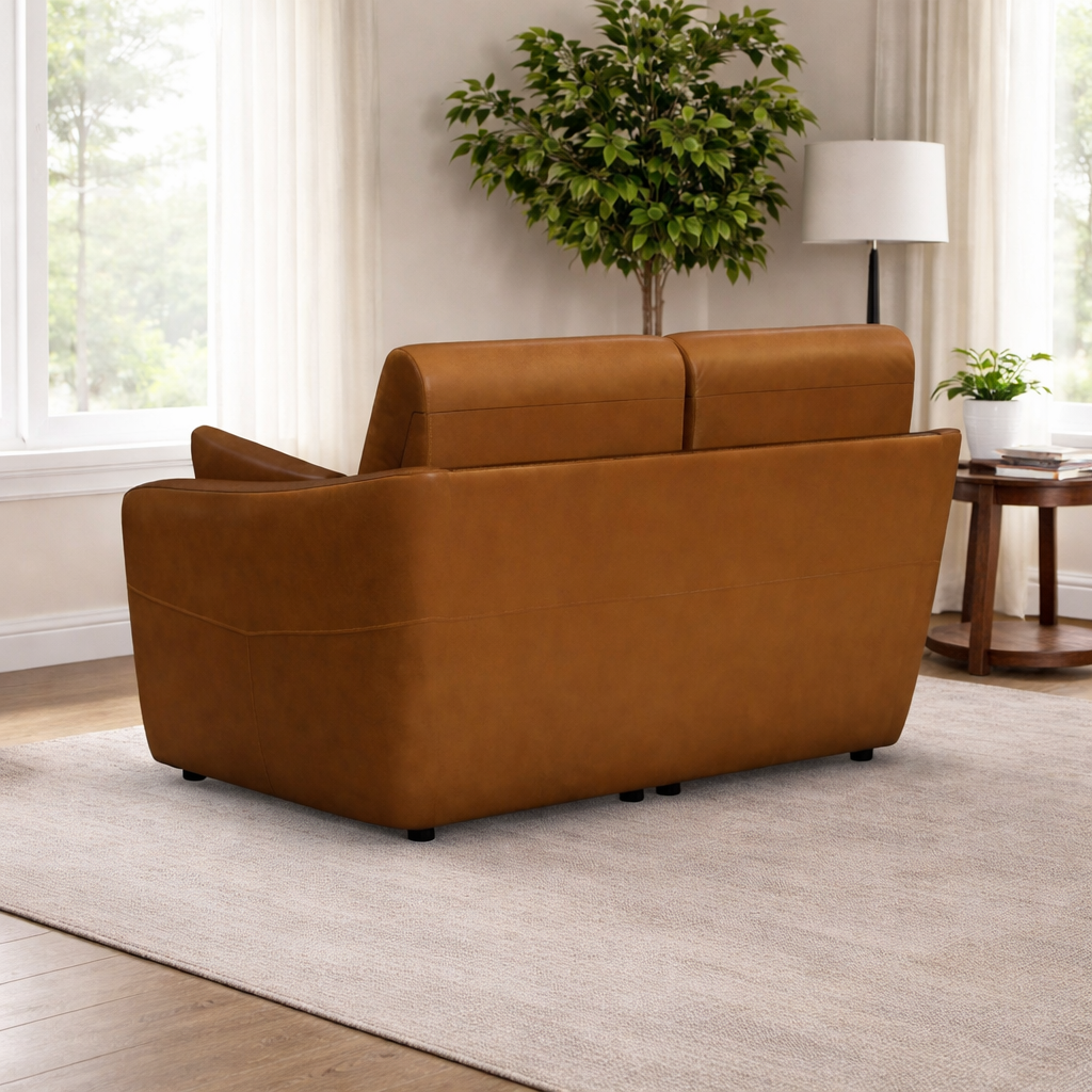 Compact leather loveseat for small living room