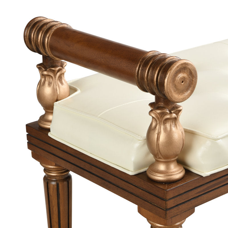 Upholstered teak wood living room bench