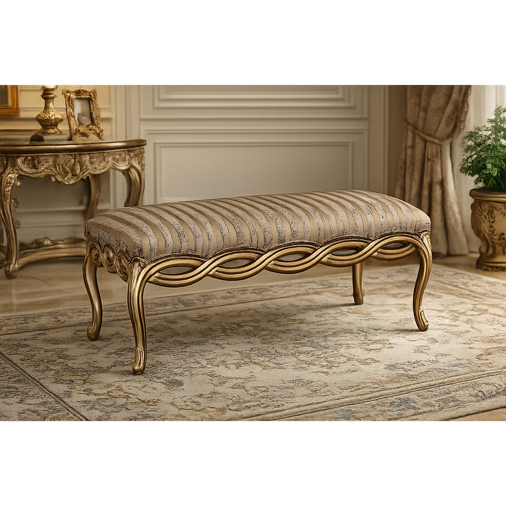 Handcrafted premium teak wood designer bench with upholstered cushion