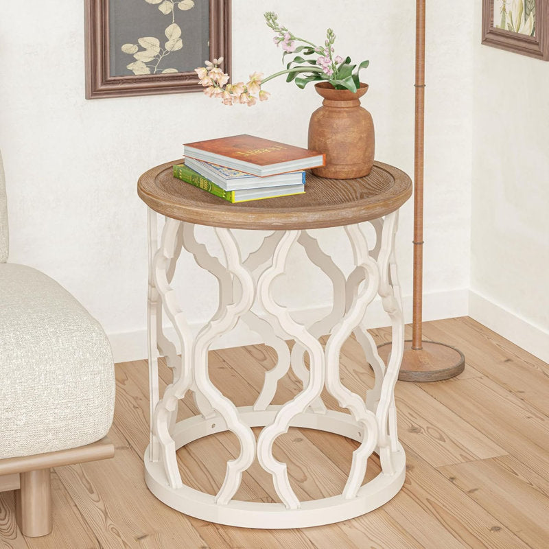 Premium teak wood round coffee side table