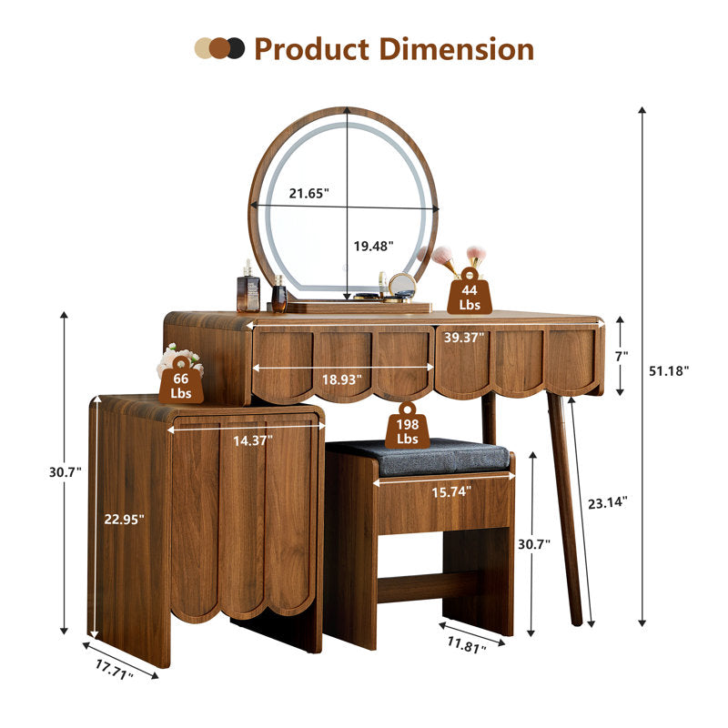 Elegant teak dressing table furniture set