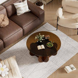 Designer round coffee table with glass top