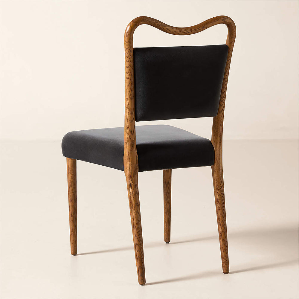 Modern teak wood dining chair with curved backrest