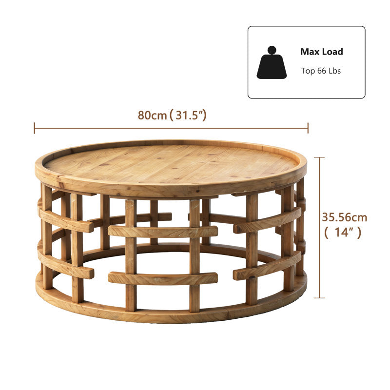 Modern round wooden coffee table