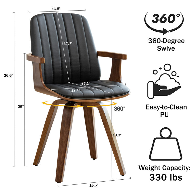 Black upholstered teak wood dining chair