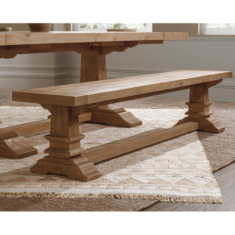 Rustic modern teak wood dining furniture set with sideboard cabinet