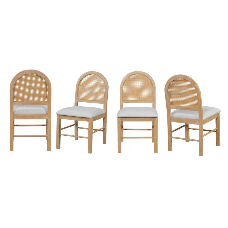 Premium teak wood 4 seater dining table with cane chairs