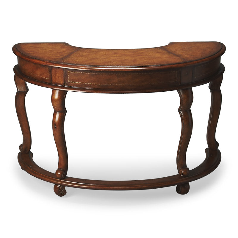 Luxury curved teak wood office desk with elegant design