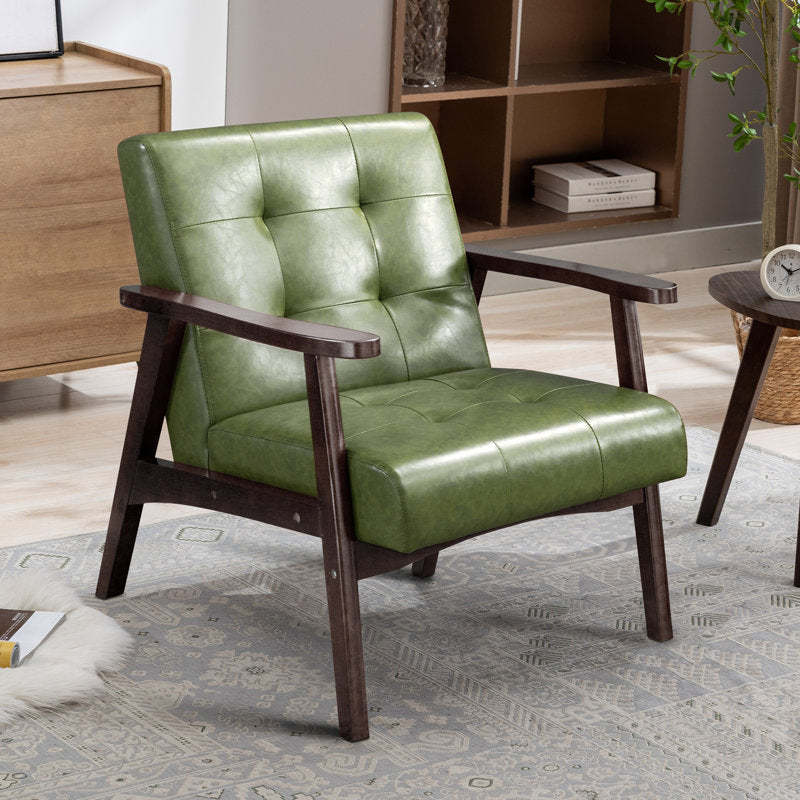 Luxury green leatherette accent chair