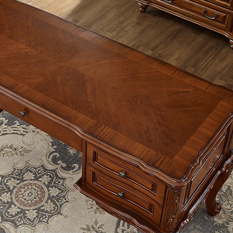 Traditional wooden study table with storage drawers