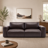 Luxury teak wood brown leatherette sofa for living room