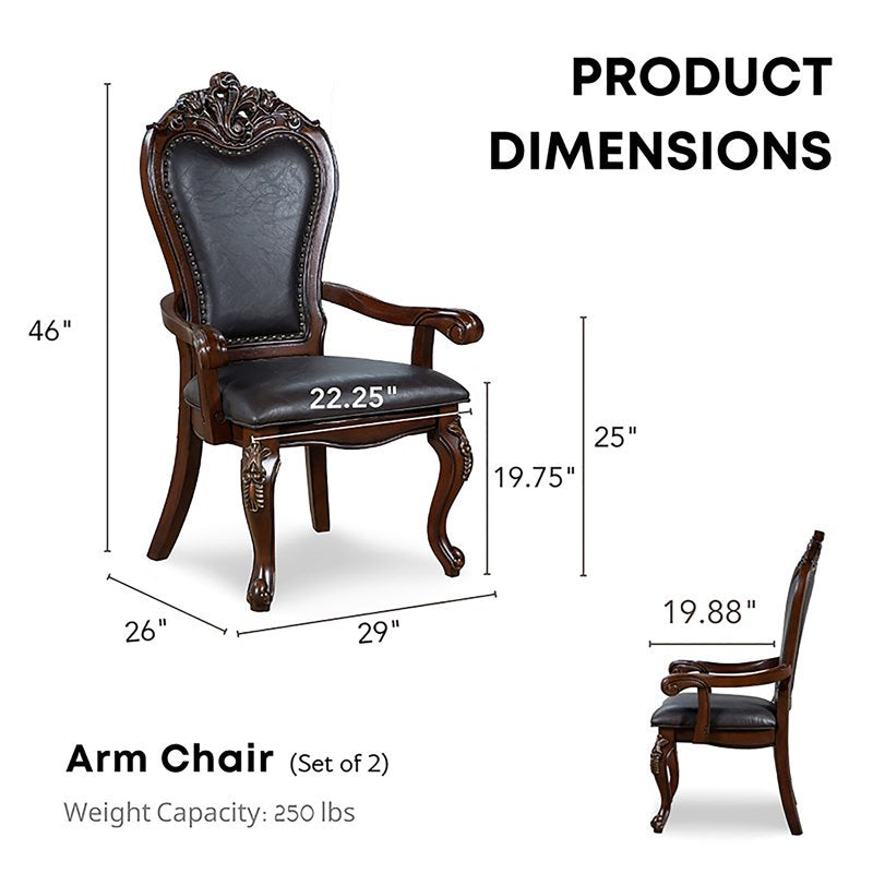 Elegant walnut finish teak wood dining set