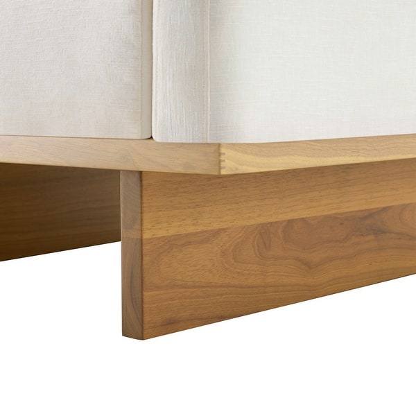 Stylish teak wood upholstered lounge chair