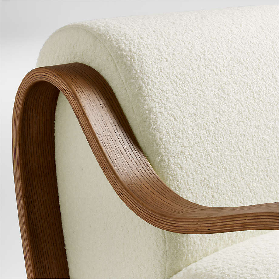 Designer teak wood reading chair with fabric seat