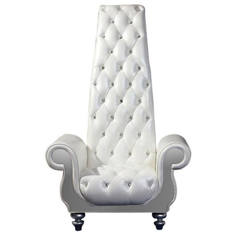 Premium White Upholstered Throne Chair by Sky Rise Decor