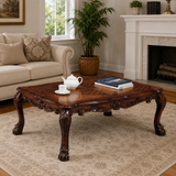 Luxury teak wood carved coffee table for living room