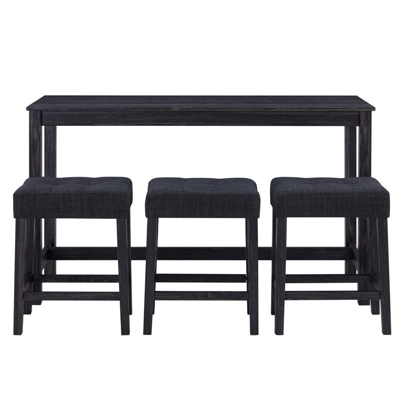 Durable teak wood workstation table with space-saving stools