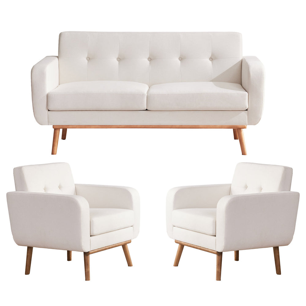 Luxury cream fabric sofa set by Sky Rise Decor