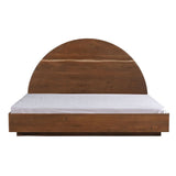 Luxury teak wood platform bed with elegant rounded headboard