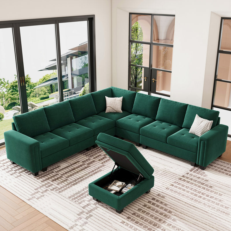 Modern living room sectional sofa with deep cushioned seating