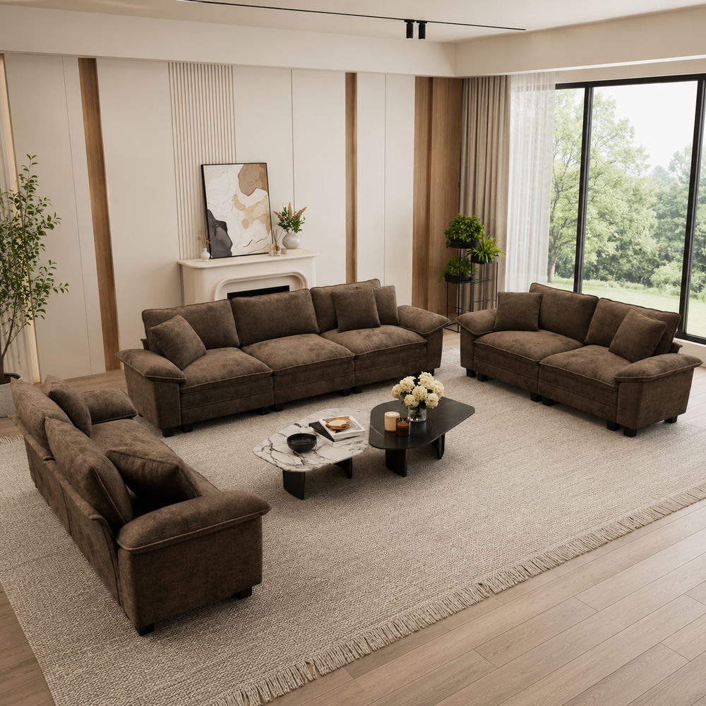 Luxury teak wood sofa set for modern living room