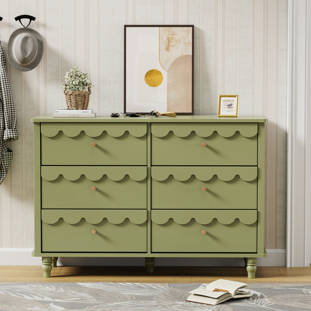 Elegant bedroom dresser with scalloped draw