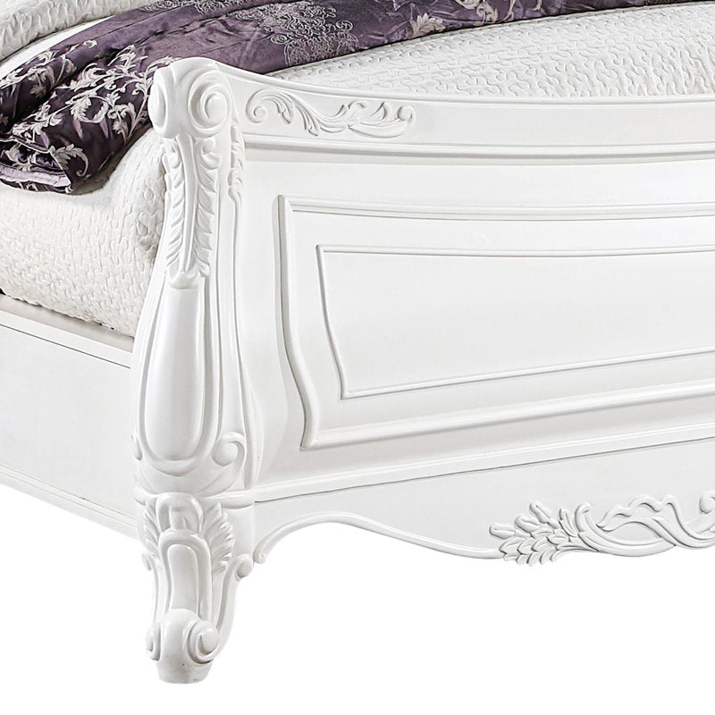 Royal style teak wood upholstered bed for master bedroom