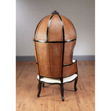 Handcrafted teak wood cane lounge chair with cushion
