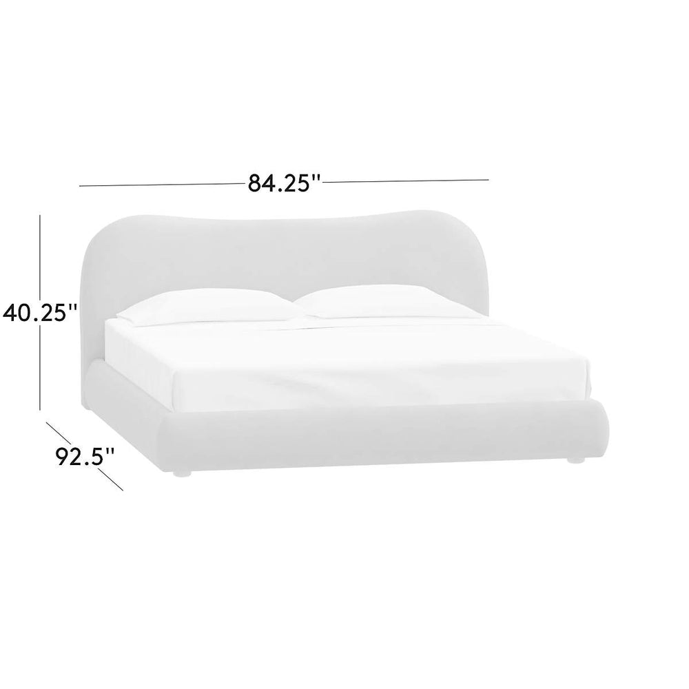 Contemporary upholstered teak wood bed