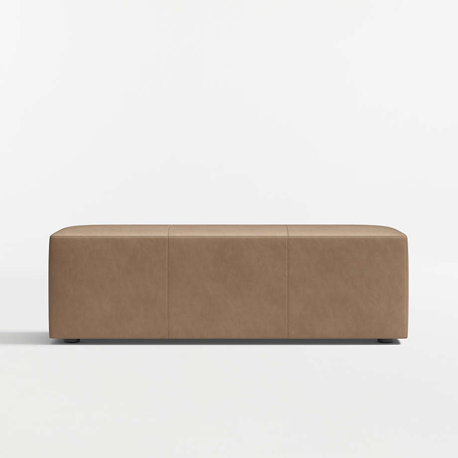 Minimalist upholstered bench with teak wood frame