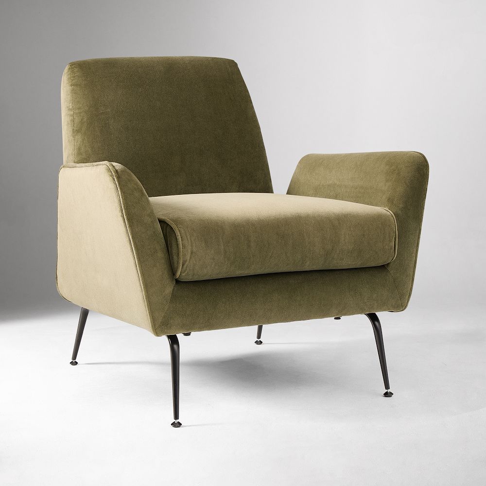 Elegant olive green single seater lounge chair