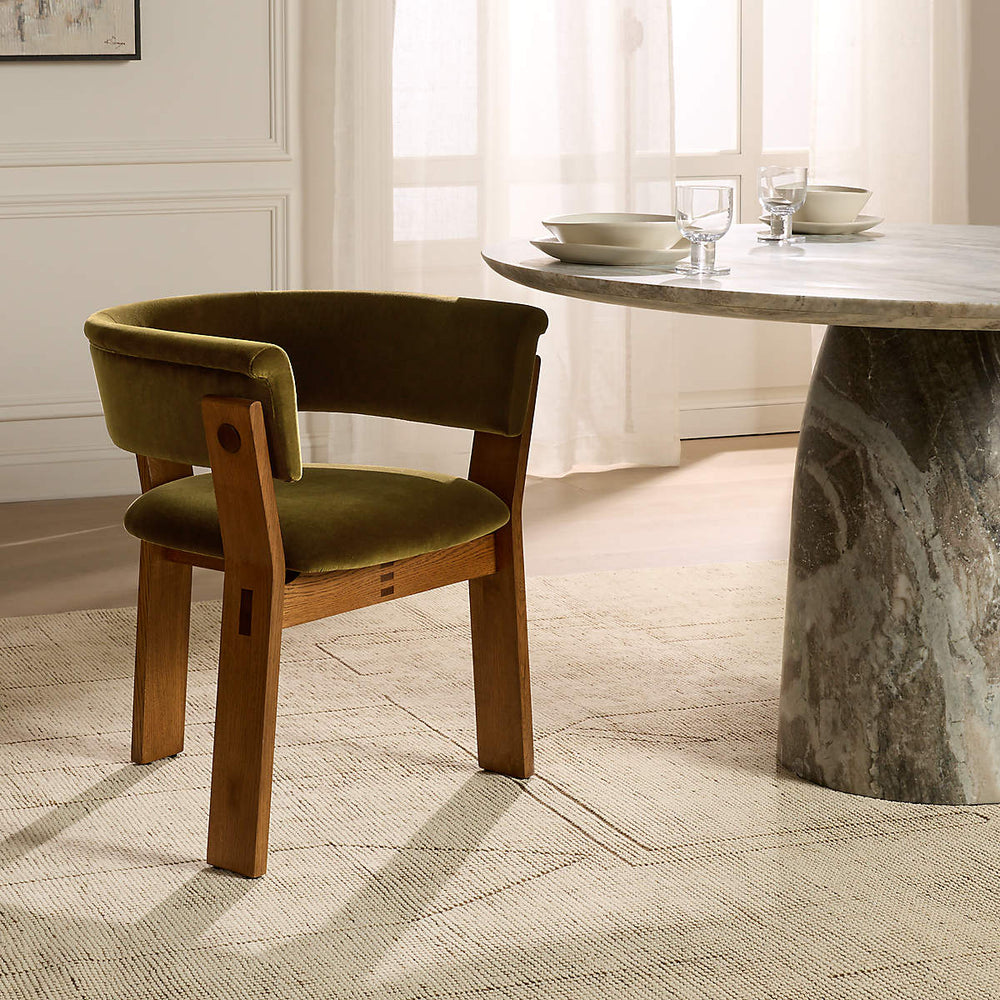 Luxury upholstered teak wood armchair for living room