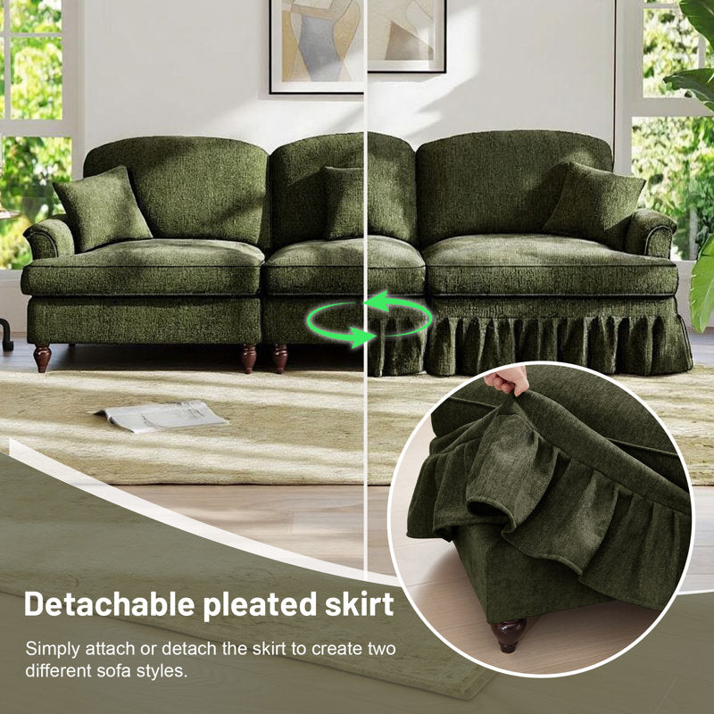 Luxury three seater sofa with skirted base