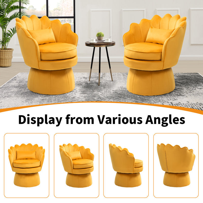 Elegant yellow velvet accent chair for bedroom and lounge