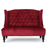 Premium teak wood wingback loveseat sofa for living room