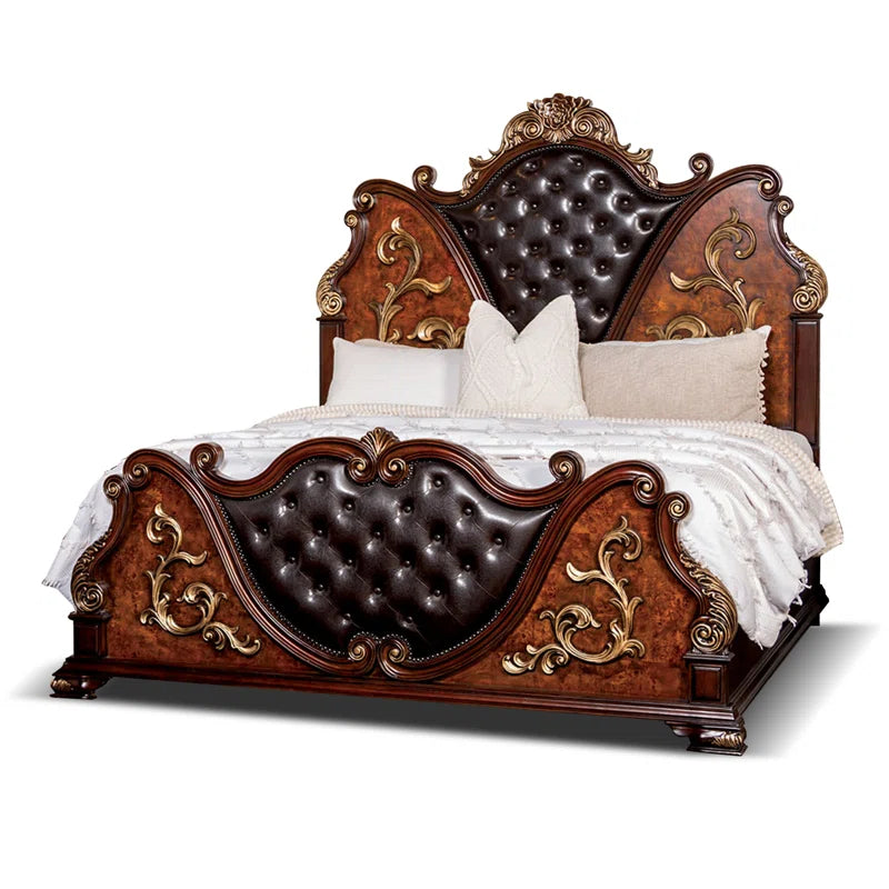 Ornate carved royal bed furniture