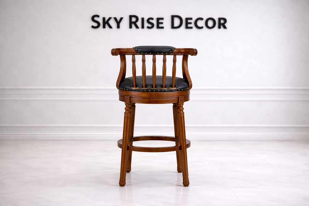 Solid teak wood handcrafted bar stool chair for restaurant bar seating and home bar furniture